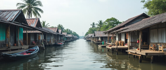 Vietnam Mekong Delta Floating Villages with Traditional River Homes