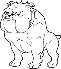 Muscular Bulldog Cartoon Character Standing With Angry Face