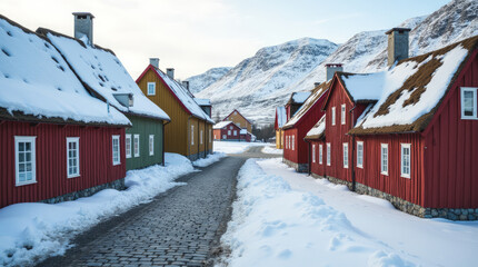 Røros Norway Colorful Wooden Houses with Turf Roofs and Preserved 17th-Century Charm