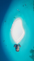 Maldives Top-Down View of Sandbank Surrounded by Turquoise Indian Ocean