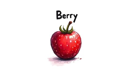 Hand-painted berry with bold black outline and uneven brush strokes, featuring hand-painted "Berry" text