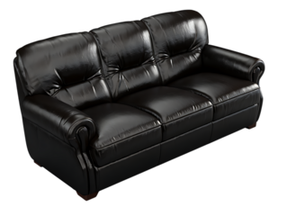 Elegant Three-Seater Black Leather Couch, Luxurious and Comfortable Black Leather Sofa for Modern Living Rooms