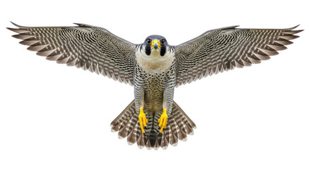 Isolated Falcon in Flight on White Background