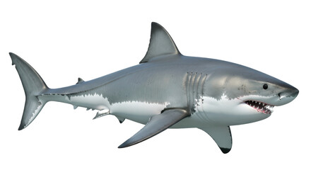 Isolated Great White Shark on White Background