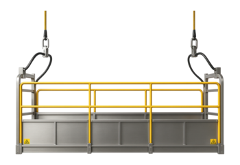 Multi-section suspended platform with a corrosion-resistant coating for coastal building maintenance.