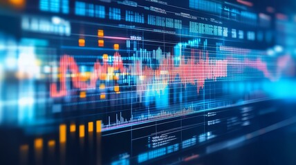 Dynamic financial data streams visualized on a digital screen, showcasing fluctuating market trends and numerical information.