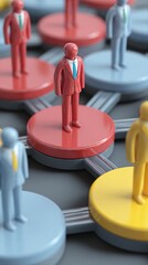 Network of Colorful Business Figures, Connection and Communication Concept