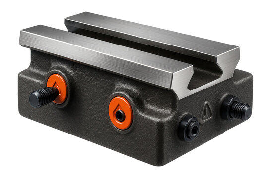 Heavy-duty cast iron sliding guide with a dovetail shape for a milling machine in an engineering workshop