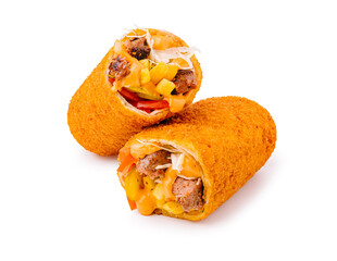 Deliciously crispy stuffed tortillas with meat and cheese filling