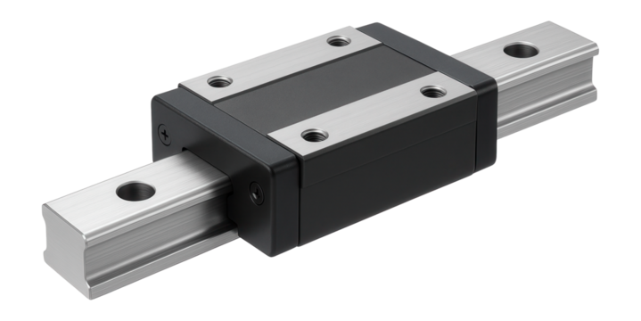 Linear motion guide with integrated ball retainer and dustproof end caps for a cleanroom environment in a pharmaceutical plant