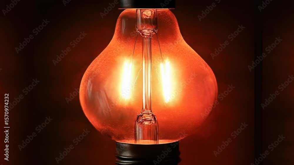 Poster a close-up of a light bulb on a table, suitable for use in product photography or as a decorative el