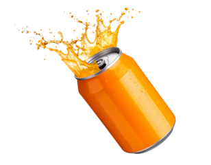  Bursting Orange Soda Can with Splashing Soda Eruption  Transparent PNG