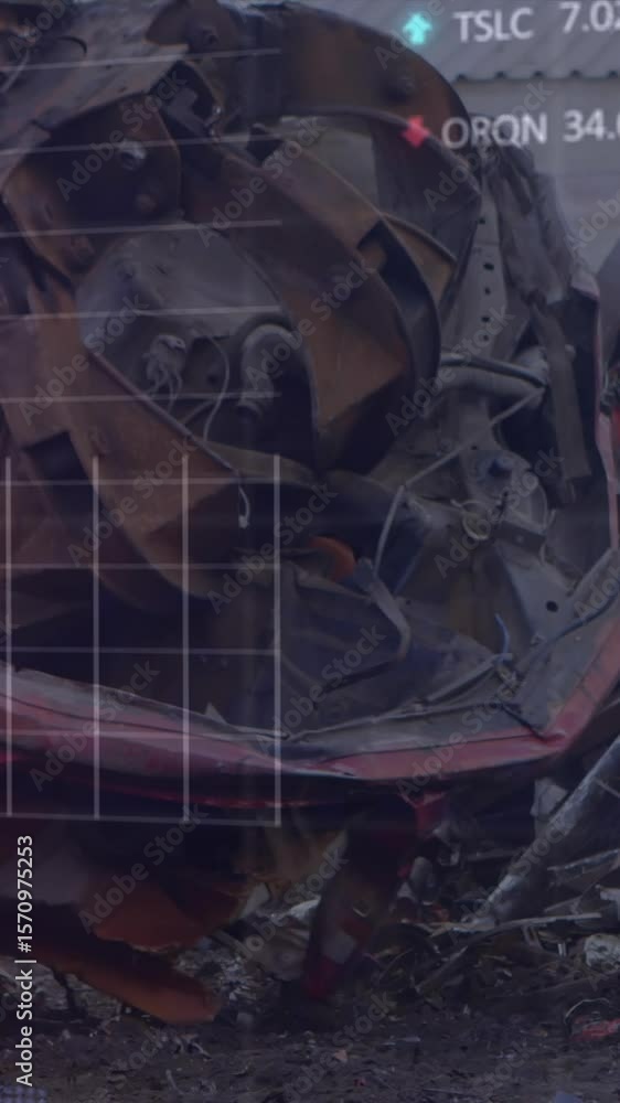Poster animation of data processing over rubbish dump