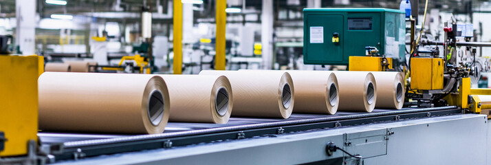 Production of large paper towels on conveyor belt at facility Generative AI