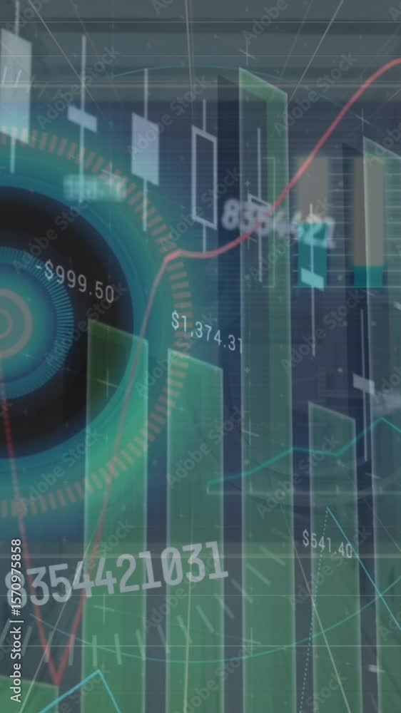 Poster animation of data processing over dark background