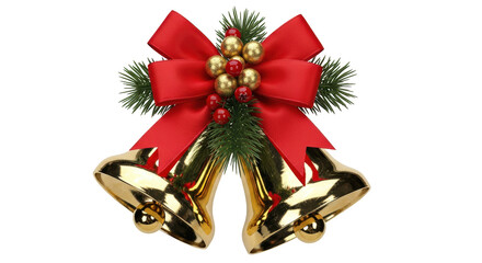 Isolated Christmas Bells with Bow