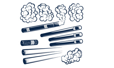 Cigarette Smoke Vector Icons