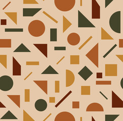 geometric pattern, random shapes, fabric, natural palette, autumn colors, flat design
