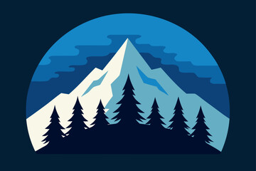 Obraz premium Majestic Mountain Peak Winter Wonderland Landscape Illustration