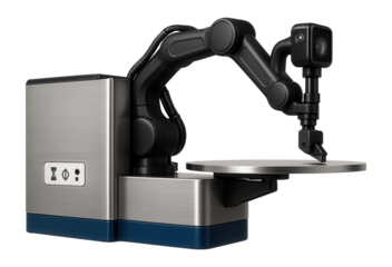 Robotic edge banding machine with articulated arms and sensor-guided positioning for automated assembly lines.