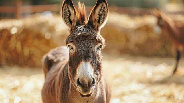 funny donkey domesticated member of the horse family.