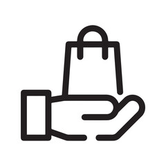 Fototapeta premium Hand Holding Shopping Bag Icon for E-commerce and Retail Services