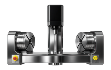 Large-format optical machining center featuring dual rotary tables and laser alignment system for producing large-scale optical components in a research facility.
