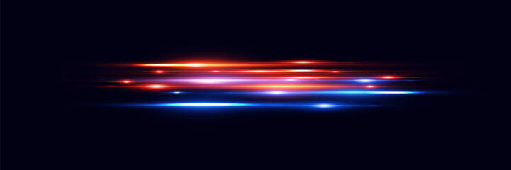 Colorful glowing light neon lines, with red and blue speed lines effect.