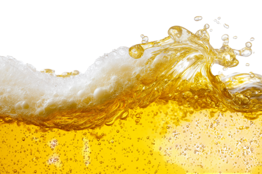 refreshing beer with foam isolated on white background