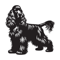 Authentic Cocker Spaniel canine digital black visual, accurately representing this beloved breed - Cocker Spaniel silhouette - Cocker Spaniel Vector - Silhouette of Cocker Spaniel - dog vector

