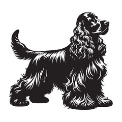 Affectionate Cocker Spaniel canine digital black silhouette, showcasing its distinctive and elegant form - Cocker Spaniel silhouette - Cocker Spaniel Vector - Silhouette of Cocker Spaniel - dog vector