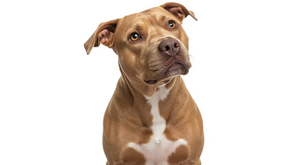 Dog Looking Up with Head Tilt on Isolated Background