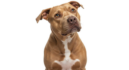 Dog Looking Up with Head Tilt on Isolated Background