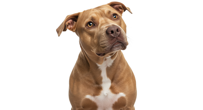 Dog Looking Up with Head Tilt on Isolated Background