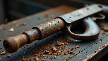 Rusty Relics of War A Close-Up View of a Discarded Weapon, Symbolizing Forgotten Conflict and Lingering Threat