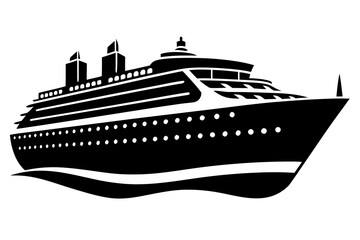 Obraz premium Cruise Ship Silhouette Vector Illustration