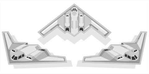 3D Angled Vector of B2 Stealth Bomber – Isometric Military Aircraft Illustration, Perspective View of B2 Spirit Stealth Aircraft. Military Vector Design