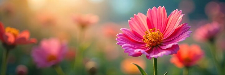 Mesmerizing Vibrant Flowers Swaying Gently in the Breeze, A Delicate Dance of Natures Rhythm, Close-Up View