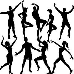 silhouettes of dancing girls