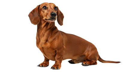 Dachshund Looking Upward on White Background Small Pet Portrait