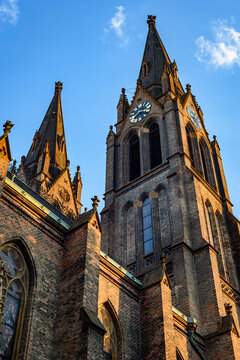 Basilica of St. Ludmila, neo-Gothic Catholic church at the Namesti Miru square in Vinohrady district of Prague, Czechia