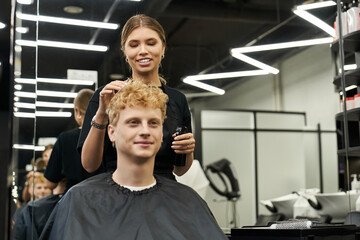 Creative hairstyling session at a modern beauty salon showcasing the latest trends and techniques