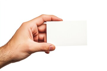 Hand Holding Blank Business Card with White Background for Personal Branding and Professional Networking Opportunities