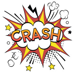 Colorful crash comic speech bubble