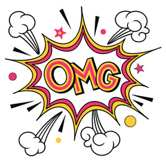 Colorful omg comic book style speech bubble
