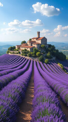 Simiane-la-Rotonde France Lavender Heaven Sweeping Drone Shot of Ancient Hilltop Village