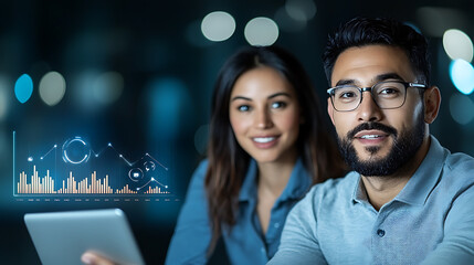 Collaborative data analysis session modern office digital interaction professional environment engaging perspective