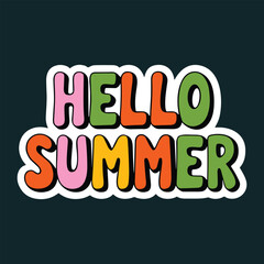 Hello Summer Vector Typography – Colorful Fun Seasonal Lettering Illustration