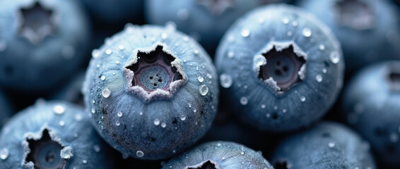 Frosted Blueberries — Extreme Close-Up Macro Shot Focusing on the Frosted Surface and Berry Texture