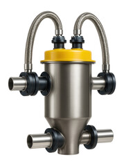 Twin-tube vacuum loader with separate inlet and outlet for continuous granulate transfer in a large manufacturing facility